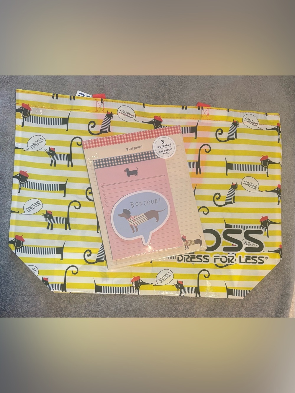Bonjour Dachshund Notepads and Bag